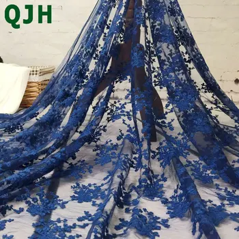 

New Arrival French Lace Fabric Flower Network Embroidery African Tulle Blue Black White Laces Cloth Fashion Nigerian lace Fabric
