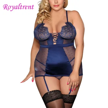 

Women Sexy Lingerie Babydoll Big Size Tight Waist Lingerie Mesh lace body shaping underwear Women Sexy Big Size Nightdress