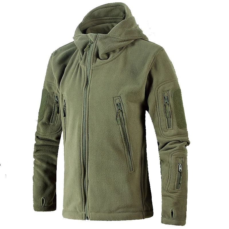 

New Men's Fleece Tactical Jacket Winter Military Multipocket Thicken Hooded Casual Jacket Coat Men Slim Fat Coats Outwear BF5578