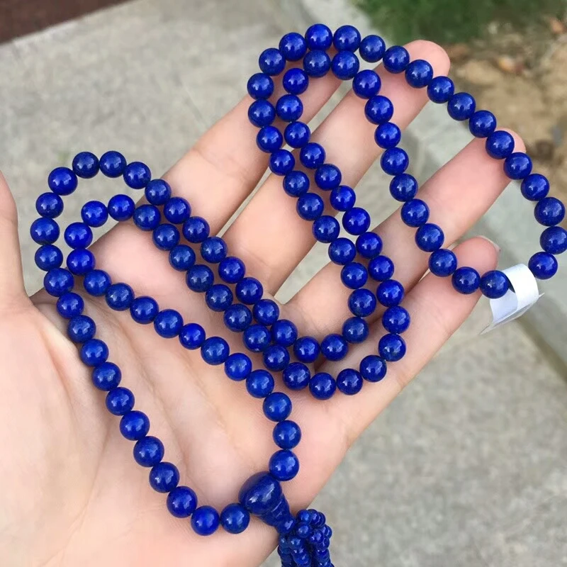 Natural Lapis Lazuli Royal Blue Gemstone 108 Buddha 6mm Round Beads Stretch Necklace Bracelet Woman Man AAAAA (2)