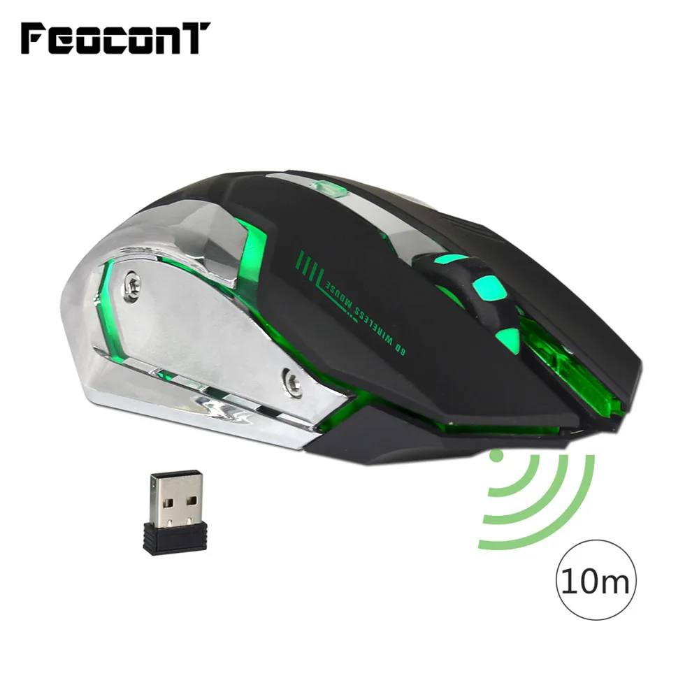 Wireless Mouse 2.4G Rechargeable Mouse 2400 DPI With USB Receiver Gaming Computer Mice 7 colors breathing light For Notebook PC