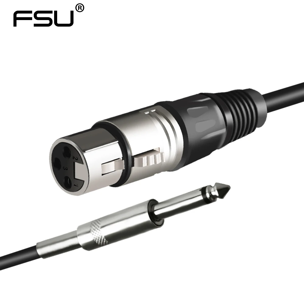 Microphone Wire Cord XLR To Jack 6.35mm Cable two core switch Male Plug