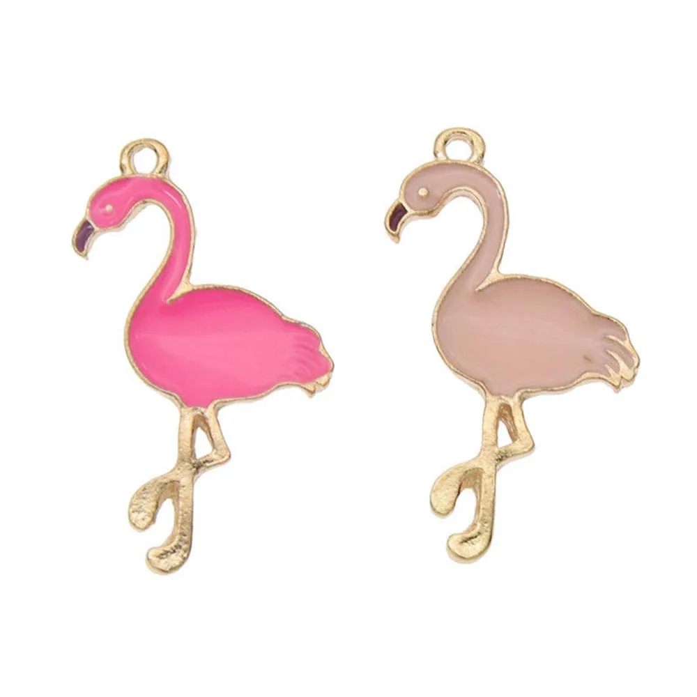 10pcs Enamel Rose Flower Charm Pendants Gold Beads DIY Necklace Bracelet Jewelry