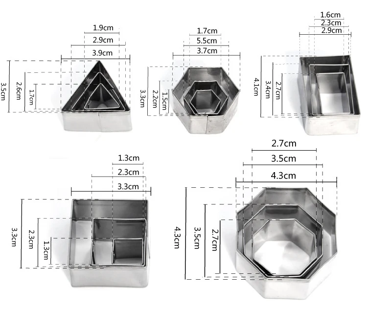24 шт. геометрический нержавеющая сталь Овощи Фрукты резка для печенья торт тиснение формы для выпечки украшения торта инструменты