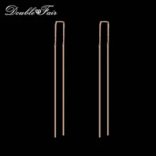 Двойная ярмарка простая Лента Бар Длинная цепочка капли/серьги-подвески серебряные/розовое золото цвет модные ювелирные изделия серьги для женщин DFE789