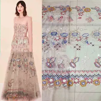

2019 New Design French Africa Lace Fabric Pretty flower Embroidered Swiss Voile Lace Fabric For Wedding 5yards ZL446