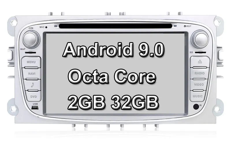 Bosion Автомобильный мультимедийный плеер Android 9,0 gps 2Din автомобильный dvd-плеер для Ford/Focus/S-MAX/Mondeo/C-MAX/Galaxy Автомобильный Радио с Wifi BT - Цвет: Android 9.0 2G32G S