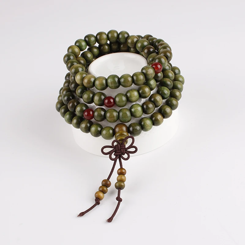 108 бусин 6 8 мм натуральная зеркальная древесина Будды браслеты из молитвенных и