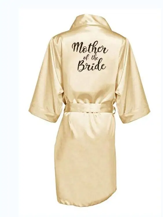 champagne gold robe bride satin kimono robe women wedding sister of the bride printing bridesmaid bridal party robes