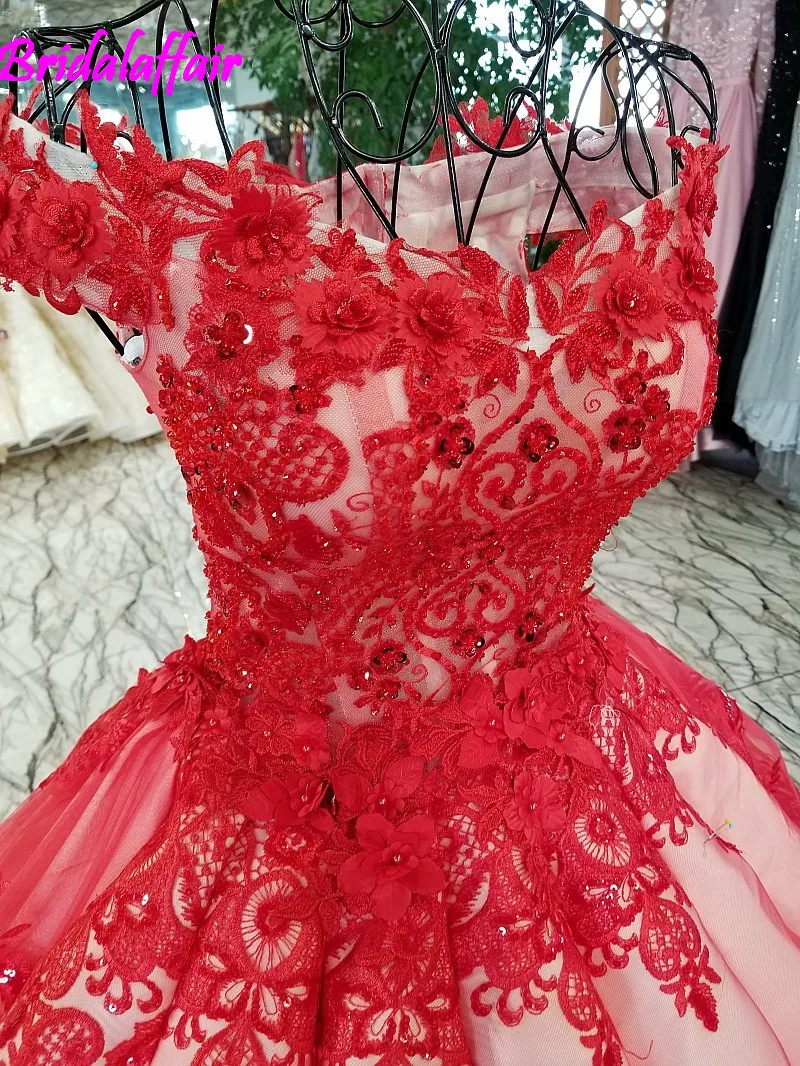 Роскошное красное платье Quinceanera Abiti di Бальные платья Lussureggiante Vestito Nuziale на шнуровке Robe De Mariage di Alta vestidos