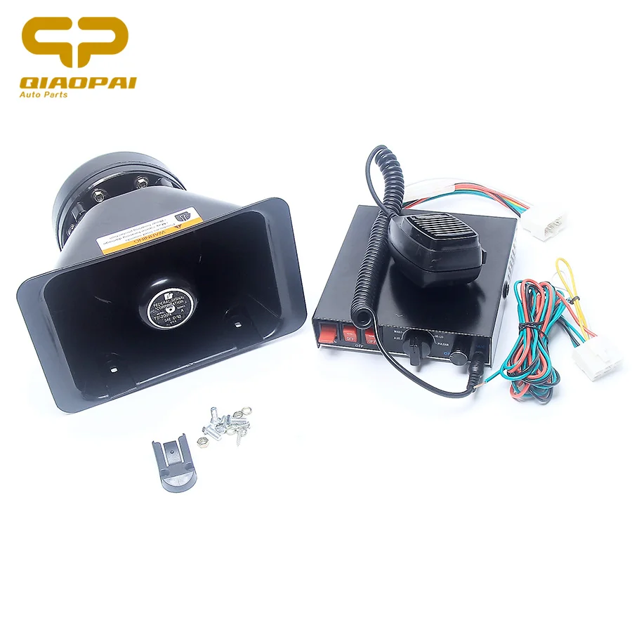 8 Tone Electric Horn Car Light Controlled Switch 12V 200W Police Siren
