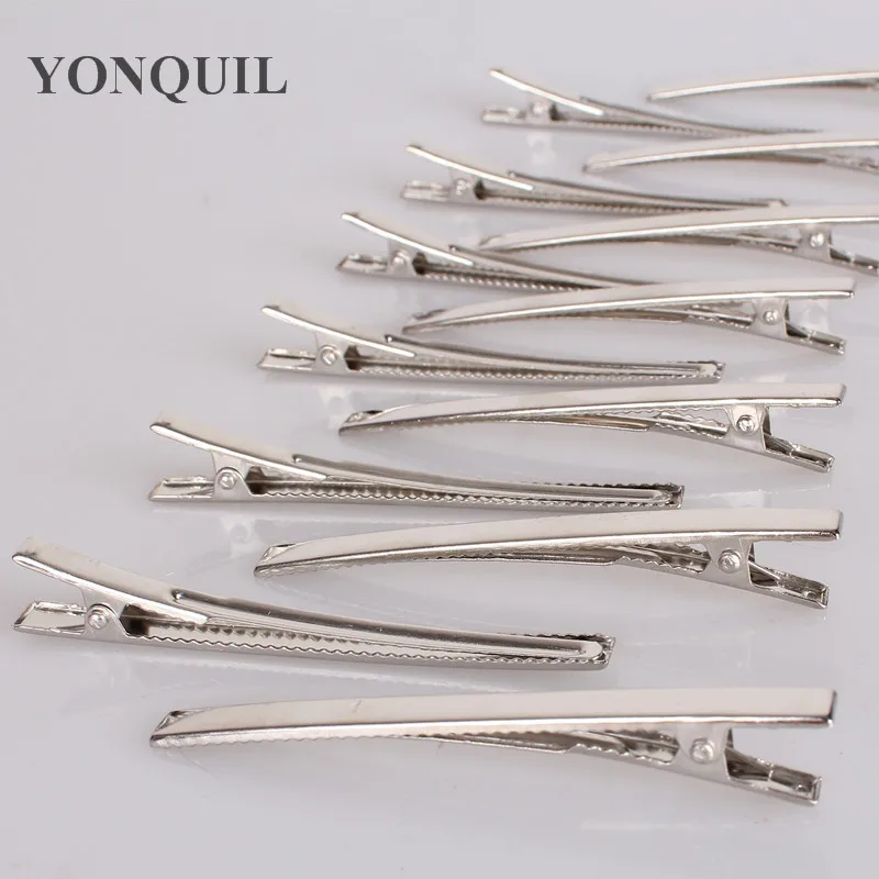 20 Silver Tone Metal Curved Moon Shape Alligator Hair Clips 80mm with Teeth