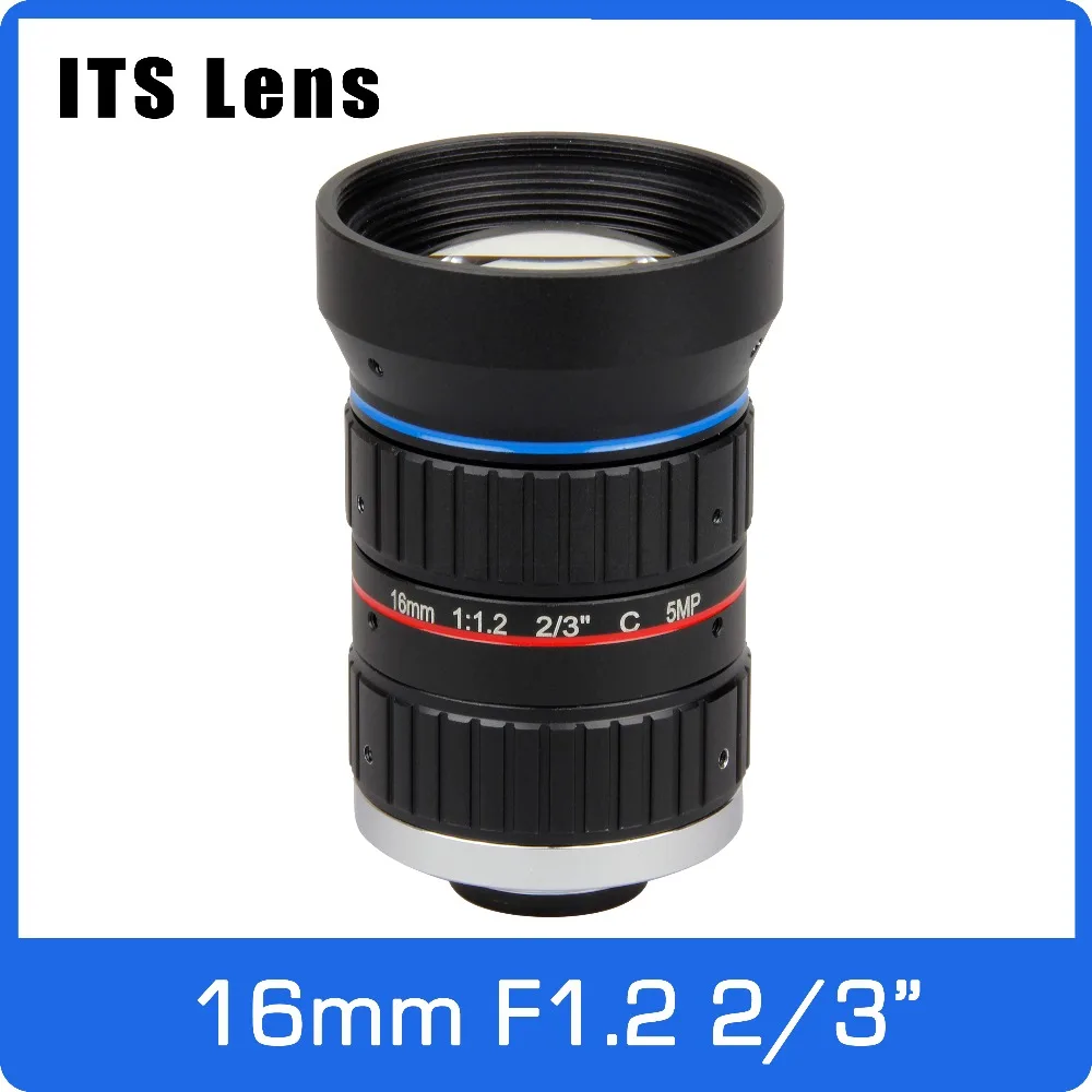 2/3 inch 5MP ITS Lens 16mm  Ultra Starlight F1.2 C Mount For Electronic Police or Traffic Camera