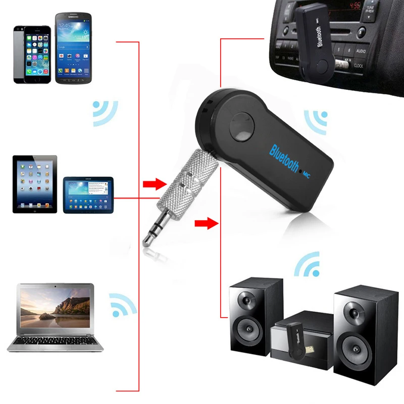 

Handfree Car Bluetooth Music Receiver Universal 3.5mm Streaming A2DP Wireless Auto AUX Audio Adapter With Mic For Phone MP3