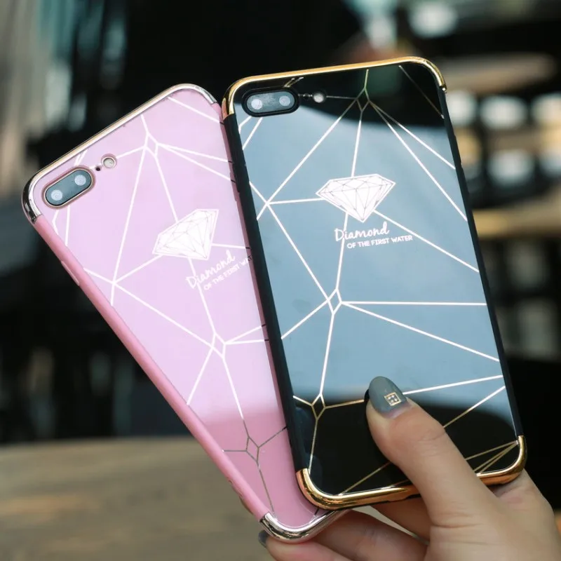 Luxury Diamond pen Drop Mirror Pink soft cover case for iphone 6 6S plus 7 8 X XR XS MAX Fashion diamond phone cases funda |