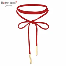 Модное сексуальное ожерелье-чокер с бантом, красное бархатное Элегантное Длинное Ожерелье, колье для женщин, цепочка на веревке, подарки на день святого Валентина для девушек, NR3468