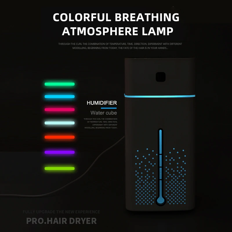  1000ML Ultrasonic Air Humidifier USB Diffuser Aroma Essential Oil 7 Color LED Night Light Nano Mist