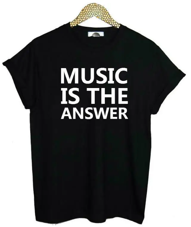 New Women Tshirt MUSIC IS THE ANSWER Letters Print Cotton Casual Funny Shirt For Lady White New Women Tshirt MUSIC IS THE ANSWER Letters Print Cotton Casual Funny Shirt For Lady White