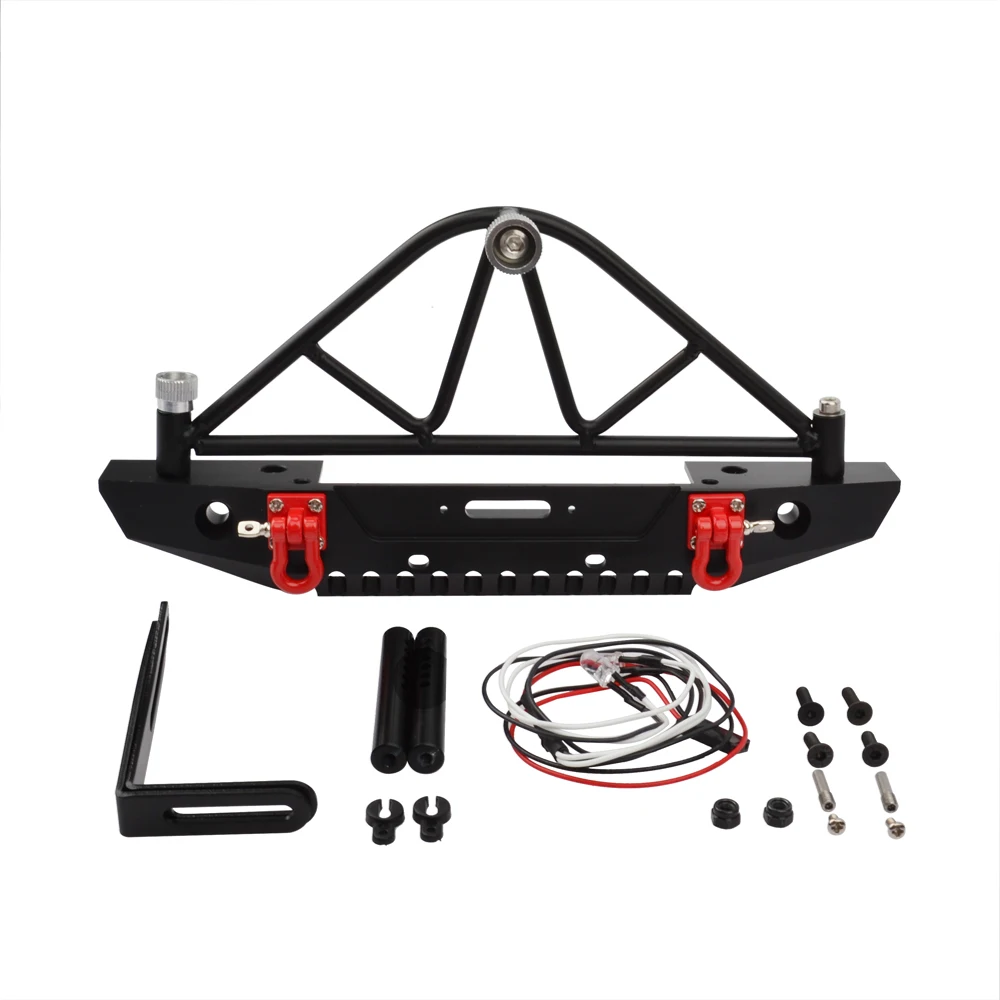 1/10 RC Crawler Metal Rear Bumper with Spare Tire Carrier LED for Axial SCX10 90046 car | Игрушки и хобби
