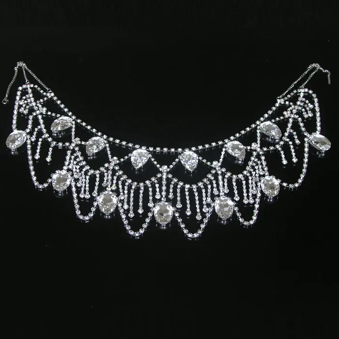 HIMSTORY Высокое качество корейский супер Блестящий Полный Кристалл Свадебное Ожерелье плечо цепь аксессуар для невесты