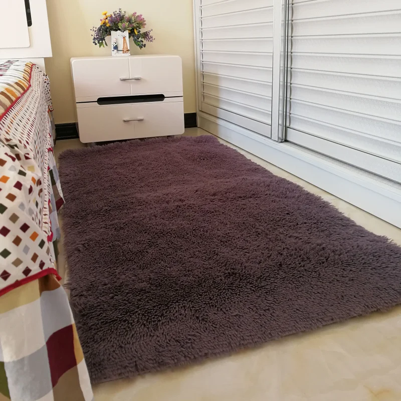 LOUTASI, длинный плюшевый ворсистый ковер для гостиной, большой размер, противоскользящие, для спальни, мягкие ковры, домашний текстиль, коврики, tapete para sala - Цвет: Gray purple