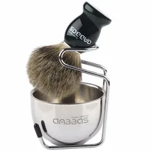 Anbbas Набор для бритья ручная щетка для бритья с деревянной ручкой и чашей для бритья из нержавеющей стали и бритвенный держатель для барсука кисть для мужчин