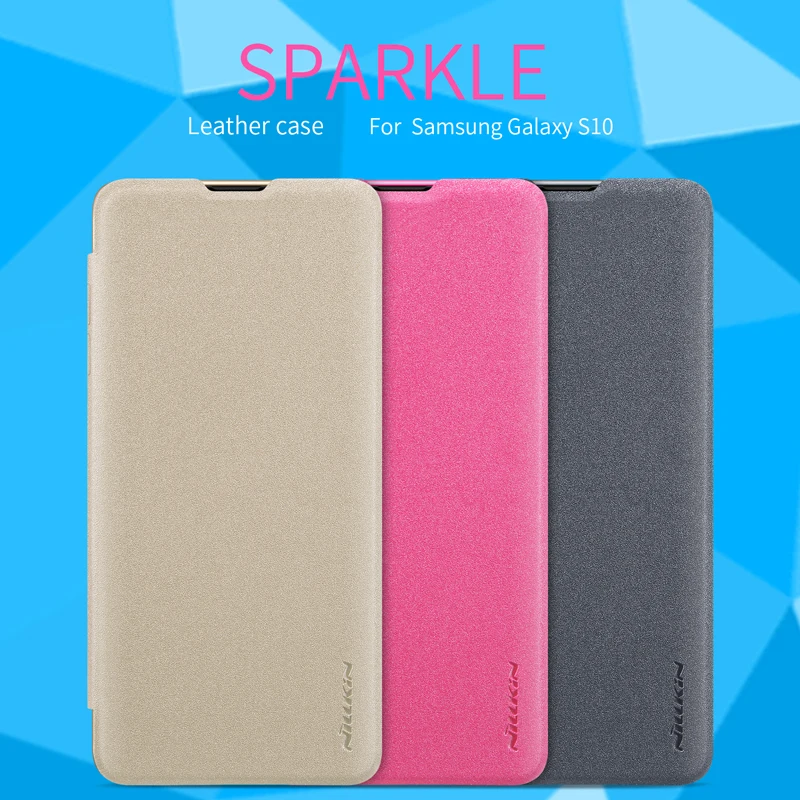 

For Samsung Galaxy S10 Plus case NILLKIN Sparkle Super Thin Flip Cover Leather Case For Galaxy S10 plus cover Smart Sleep Wake