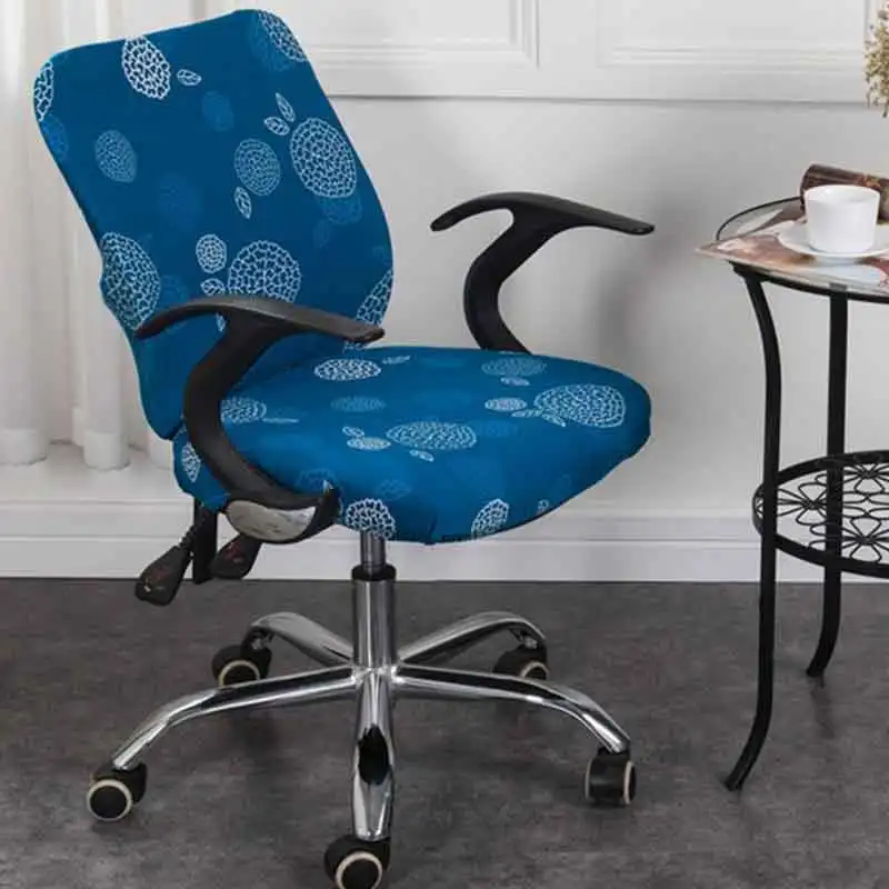 

2pcs Dining Office Chair Covers Spandex Computer Chair Slipcover Flower Printed Removable Rotating Chair Cover Stretch Slipcover