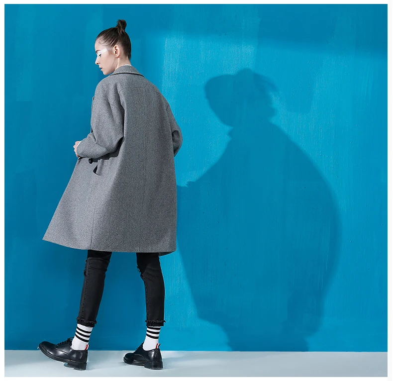 Toyouth, британский стиль, шерстяное пальто, зимнее женское Шерстяное Пальто с карманами, однобортное, на пуговицах, квадратный воротник, Женская куртка, пальто