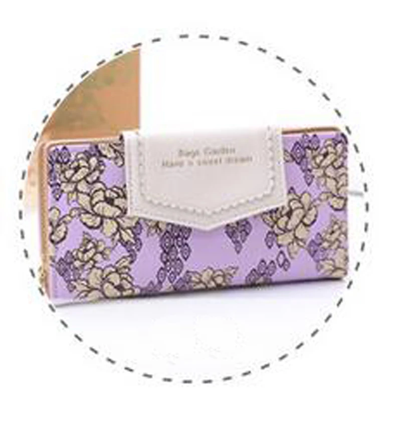 Клатч на молнии с кисточками, женские кошельки, цветочный с застежкой, Дамский Длинный кошелек, фирменный дизайн, держатель для карт, фото, кошелек для женщин - Цвет: Purple