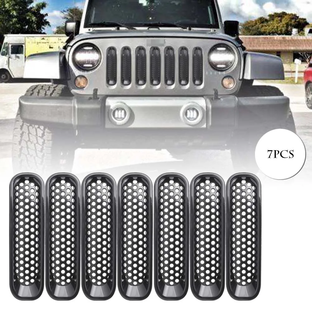 

Front Insert Mesh Grille Grill Trim Kit for Jeep Wrangler JK 2007 2008 2009 2010 2011 2012 2013 2014 2015 2016 2017 ABS Plastic