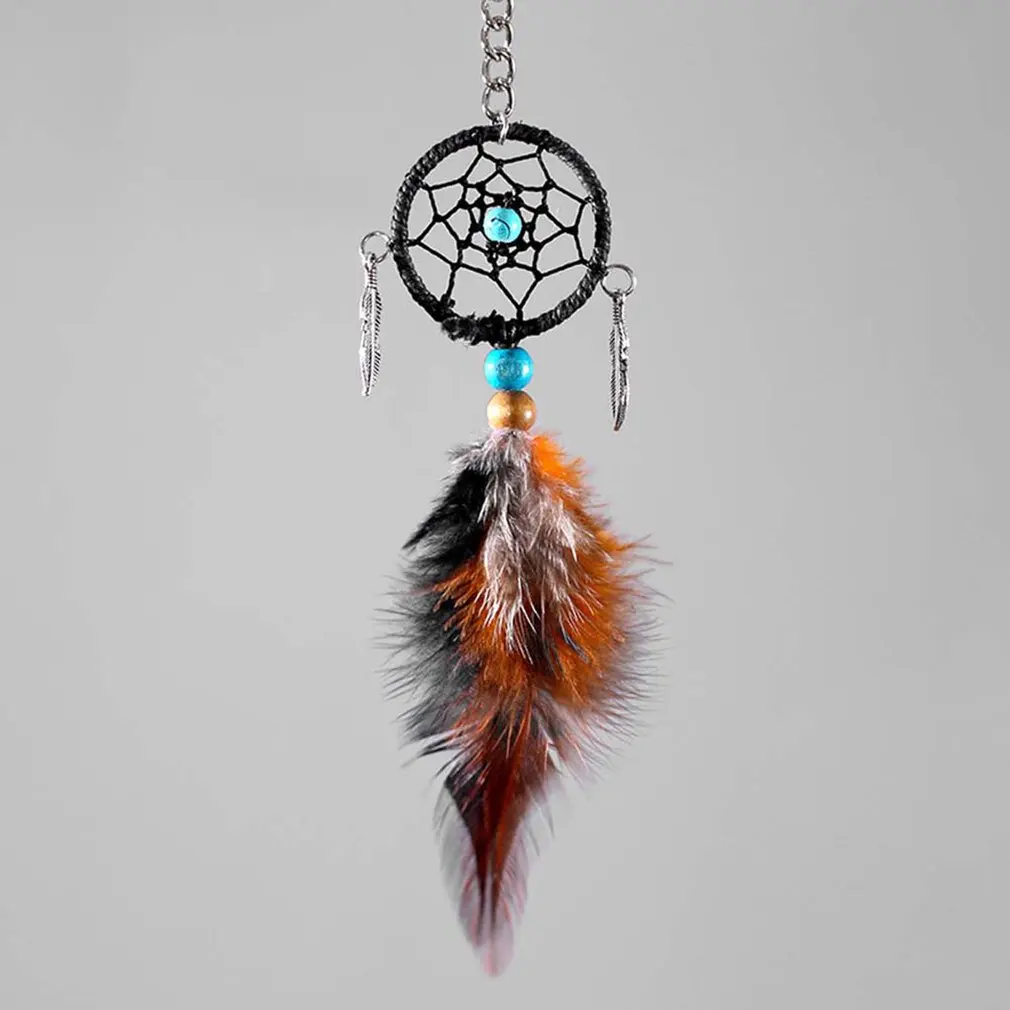 Hand Woven National Style Hand Catching Dream Net Feather Key Car Pendant Dropshipping