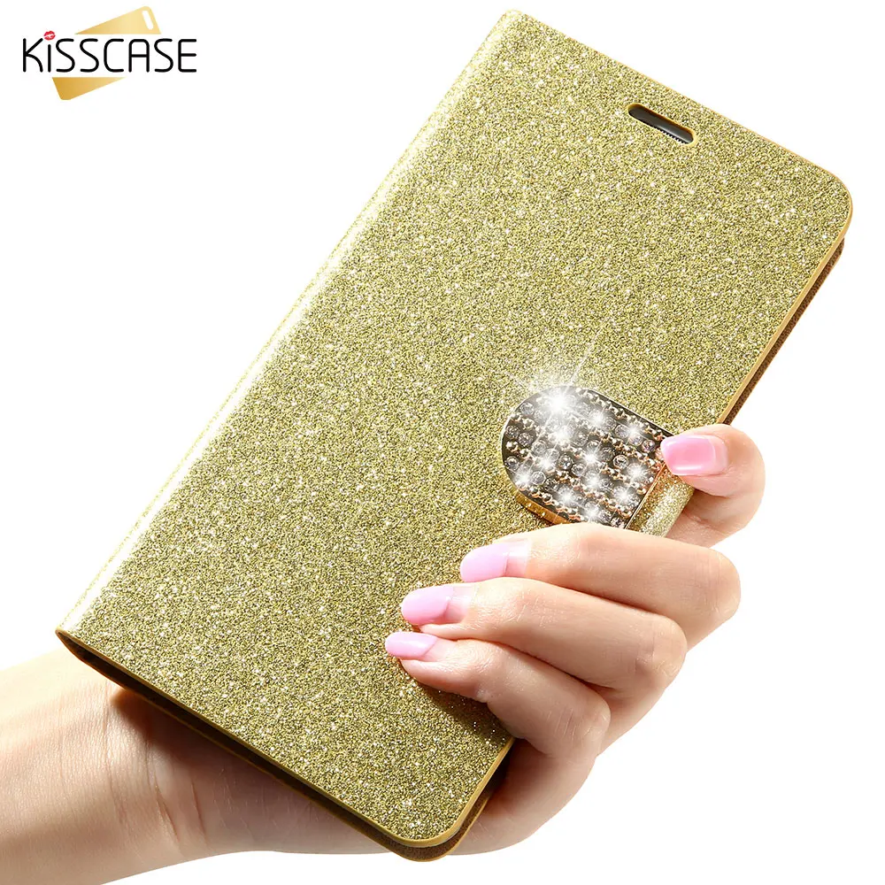 KISSCASE Стразы шикарные бриллианты кожаный чехол с Откидывающейся Крышкой для samsung