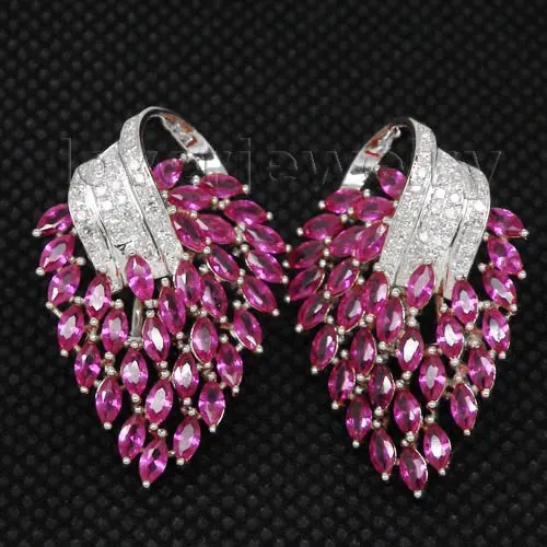 Aliexpress Festival Solid 18kt White Gold Diamond Pink Festival Solid 18kt White Gold Diamond Pink Ruby Earrings E00153a