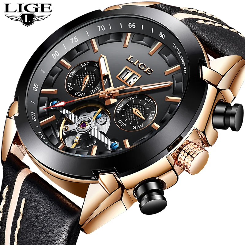 

LIGE Men Watches Top Brand Luxury Business Male Mechanical Watch Men Automatic Date Fashion Waterproof Watch Relogio Masculino