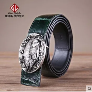 

weitasi Crocodile belt men 925 sterling silver buckle highlights crocodile belt Thailand crocodile belt