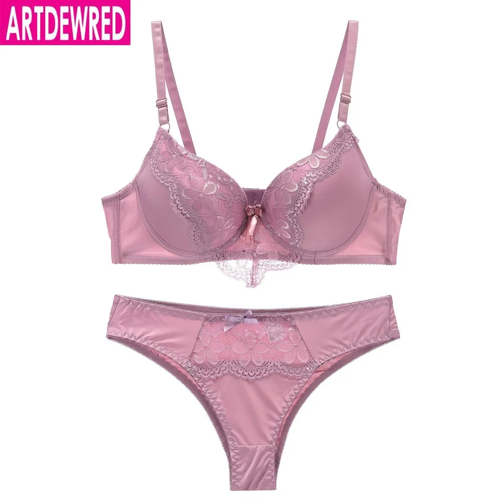 New 2019 Bra Brief Set Sexy Plus Size Women Bra Set Push Up Lace Underwear Set Intimate Bra Panty Set 36-44 BC Cup