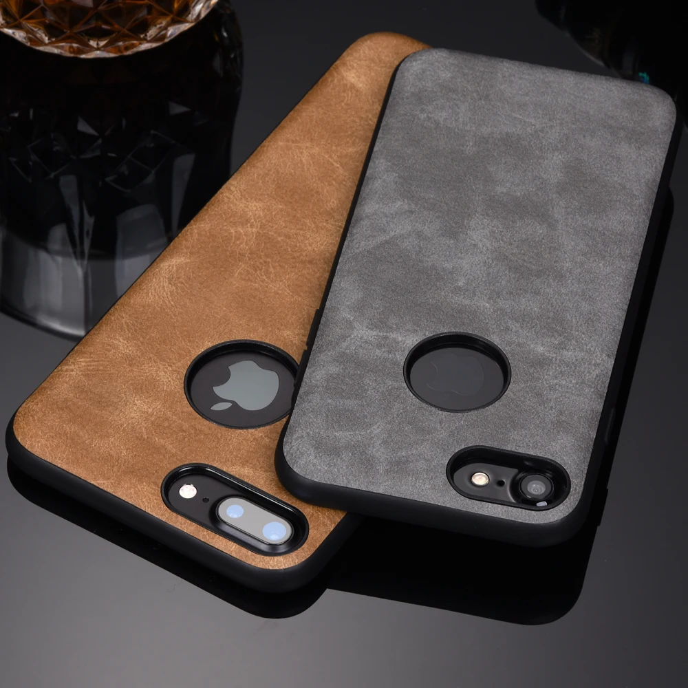 

Keysion Luxury Vintage PU Leather Case For iPhone 7 7Plus Back Case TPU silicone Cover work with magnetic car holder