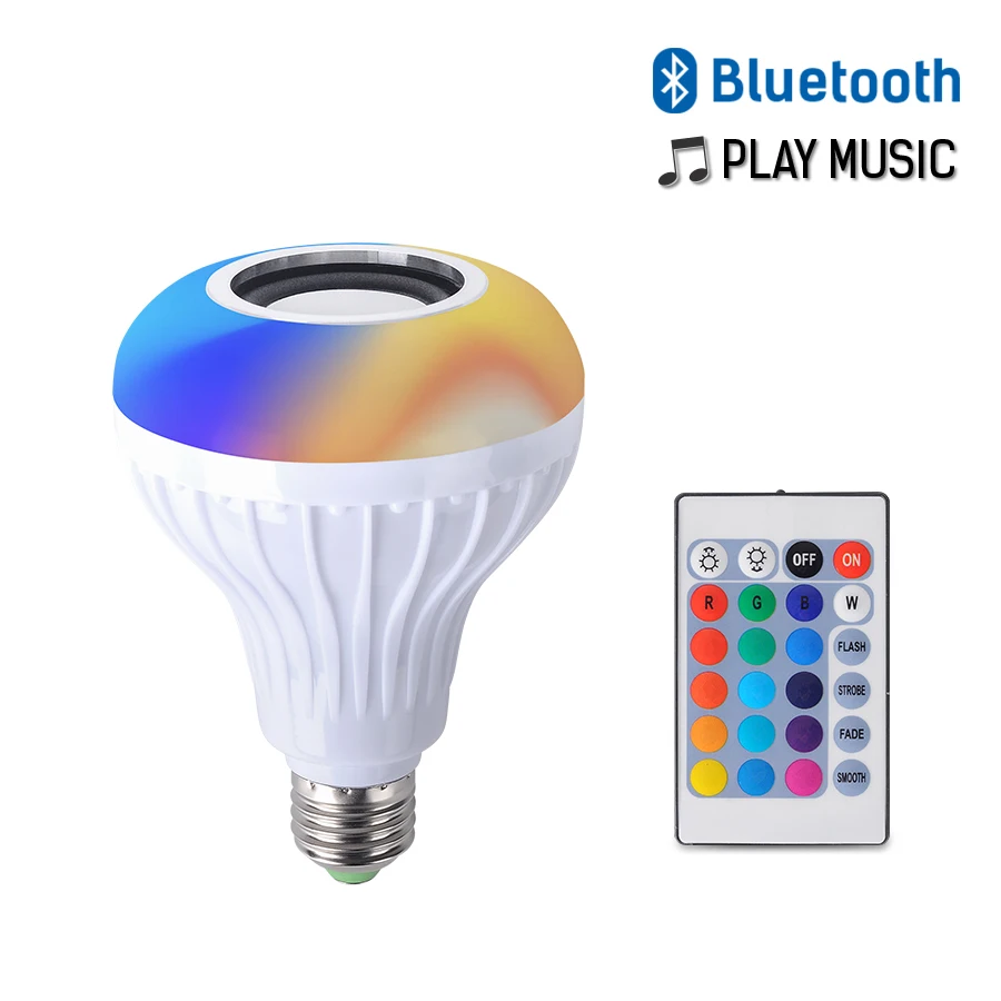 

RGB+White Bluetooth Sound Bulb LED 10W 110V-265V Bluetooth Music Light Bulbs Wireless Remote Control Color Changing Light Bulb