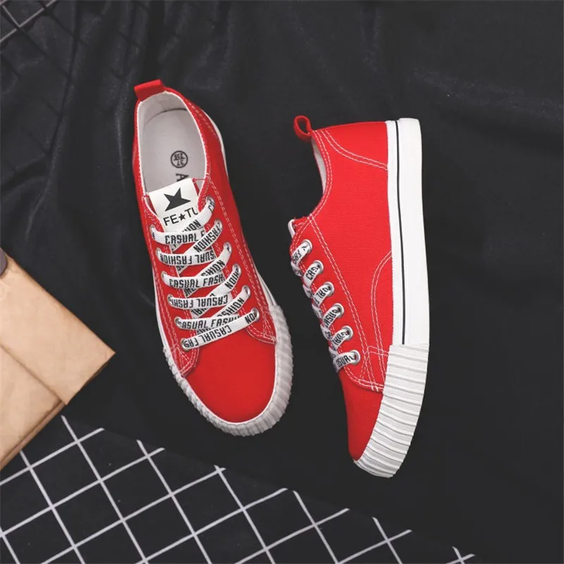 

Women Canvas Sneakers Comfortable Shoes Shoelace With Letter Vulcanize Flats Casual Chaussure Lace-up Ladies Trainers Footwear