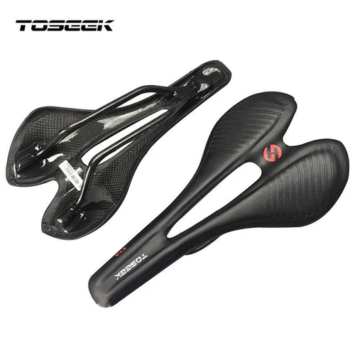 

TOSEEK Full Carbon Fiber Bike Saddle MTB Road Bike EVA Seat 271*143mm Leather Cover Pad For Road Bike Racing Bicycle Saddle