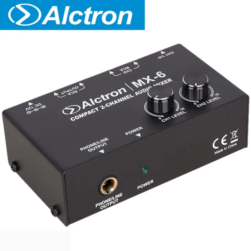 Компактный 2-канальный аудиомикшер Alctron MX-6 для выступлений на сцене студийной