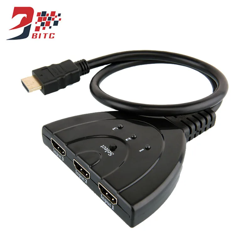 

SZBITC 3 In 1 Out HDMI Switcher 3X1 Pigtail HDMI Switch 4K2K HD Hub V1.4B Splitter Adapter Cable For HDTV XBOX PS