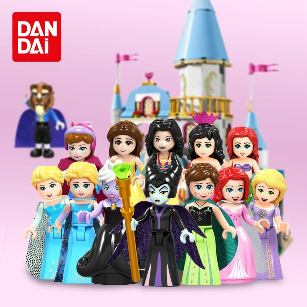 

Disneying Princess Series Single Action Figures Cinderella Ariel Compatible with Legoes DIY Toy Bricks Building Blocks GK30