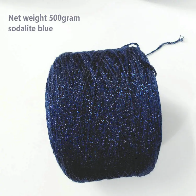 500gram metallic yarn hollow yarn DIY knitting crochet bag toy yarn fancy yarn - Цвет: sodalite blue