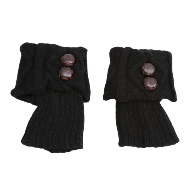 Женские зимние короткие гетры; модные вязаные носки с пуговицами; носки с манжетами; Розничная/ - Цвет: black