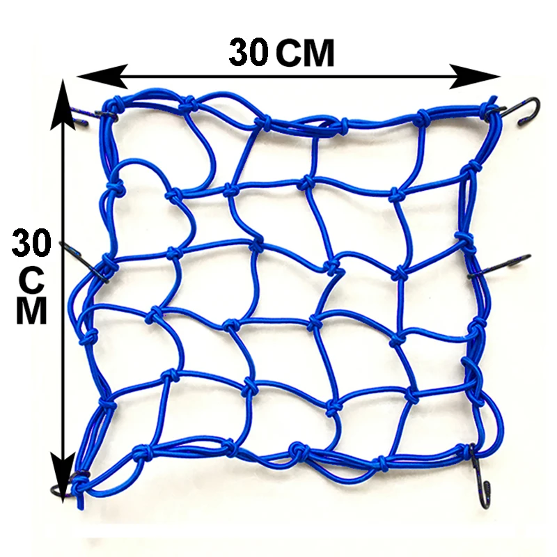 30*30cm Motorcycle Helmet Luggage Net Mesh 6 Hooks Motocross Fuel Tank Storage Carrier Bags Luggage Sundries Elastic Net