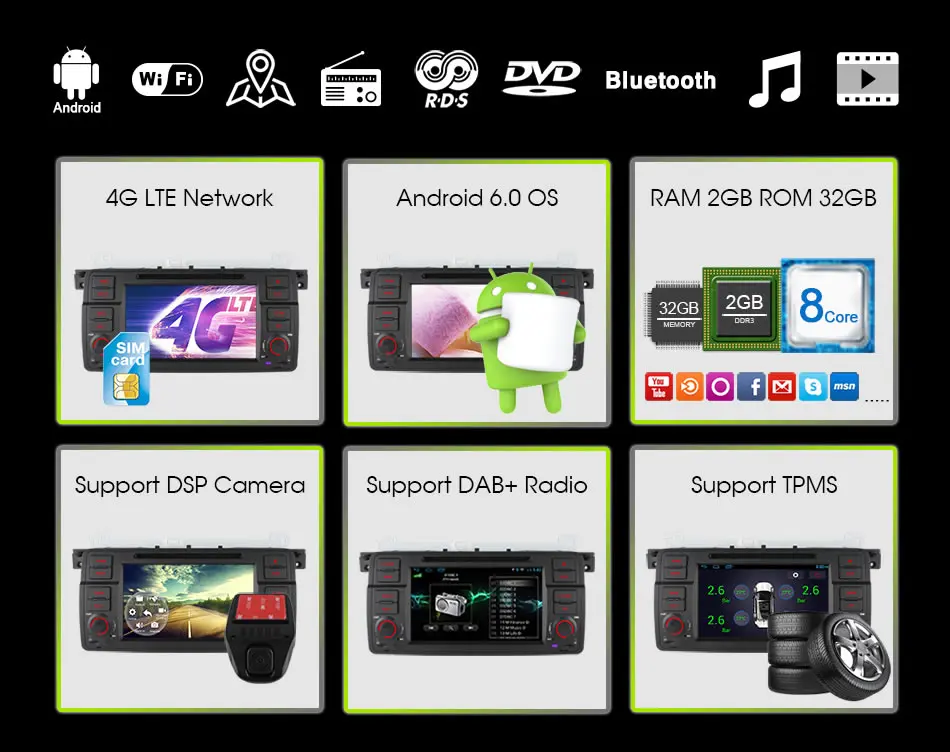 Best Ownice C500 Android 6.0 Octa 8 Core for bmw E46 M3 car dvd gps navi wifi 4G BT Radio RDS 2GB RAM 32GB ROM support DAB+ TPMS 4