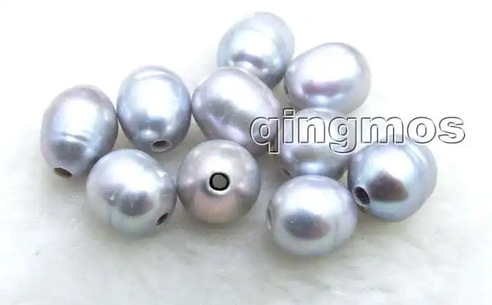 

SALE Wholesale 10 pieces Big 10-11mm Gray Rice or drop Natural Freshwater 2mm hole pearl-los645 Wholesale/retail Free ship