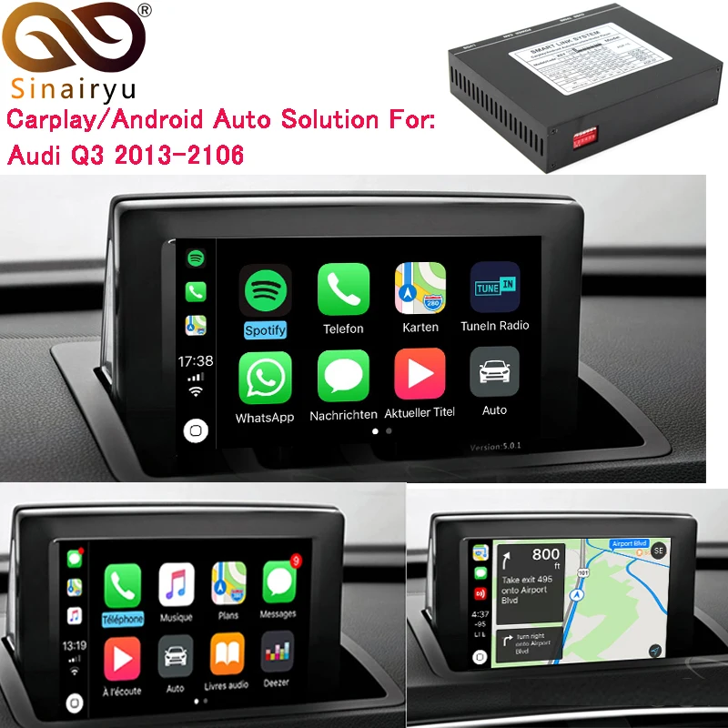 

Sinairyu Apple CarPlay interface for Audi Q3 MMI factory Screen upgrade with iOS12 AirPlay screen Mirroring